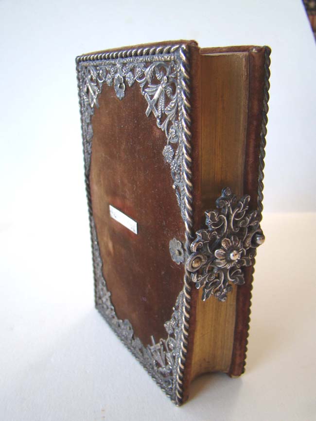 A rare Velvet covered Silver mounted BOOK of COMMON PRAYER published in Philadelphia in 1846 by J.B. Lippincott.